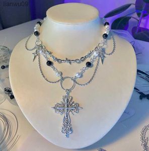 Fairy Core Witch Necklace Crossswordsnakemushroomsun Rosary NeckaceFairyCharmFairyCorey2k indie smycken pixie halsband l230704