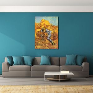 Dipinto a mano su tela con texture Art Covone-raccoglitore The After Millet 1889 Vincent Van Gogh Pittura Still Life Dining Room Decor