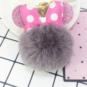 Anahtarlıklar Yay Düğüm Porte Clef Fluffy Keychain Pompom Llavero Kürk Top Çanta Anahtar Zinciri Kadınlar Chaveiro Sleutelhanger N001