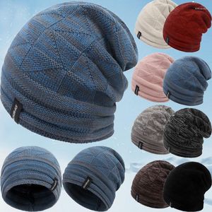 Berets Thick Knitted Hat Women Skullies Beanies Winter Striped Casual Soft Warm Baggy Female Cap Outdoor Hip Hop Slouchy