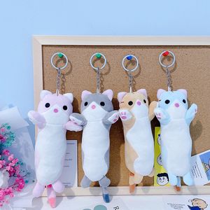 16cm yeni uzun kedi peluş oyuncak anahtarlık sevimli kedi bebek çanta asılı dekorasyon bebek çizme makinesi brithday hediyeler için hediyeler