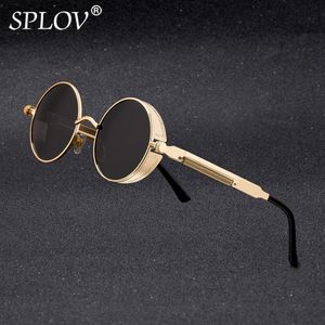 SPLOV VINTA ROUND POLARIZED SUNGLASSER RETRO STEAMPUNK SUN GLASS FÖR MÄN KVINNER LITA METAL CIRCLE Körglasögon UV400