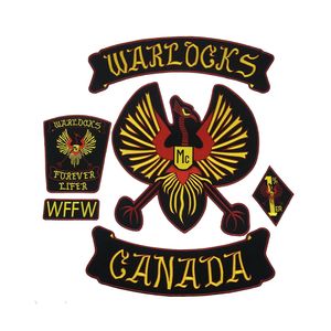 Ny ankomst Warlocks Motorcykel patch 1% Biker Rider Vest MC Embroidered Patch järn på baksidan av jacka Patch G0434 Gratis frakt