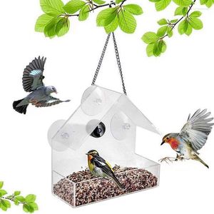 Другая птица поставляет кормушку с камерой Wi-Fi, висящий дозатор пищи Nigh-Version Наблюдая за прозрачным оконным домом для садового двора
