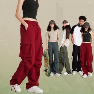 Herrbyxor hiphop -ledare officiel butik överdimensionerad last canvas fickor loggande män söm denim utomhus sport pantaloner kvinnor