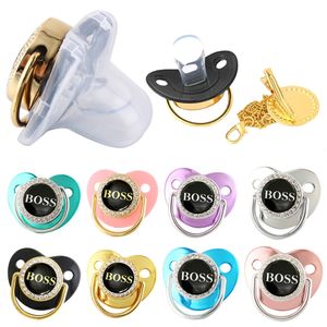 Baby Tanders Toys Letter Pacifier Clip för Born BPA Free Luxury Bling With Anti Dust Cover Silicone Dummy Soother Chupeta 230713