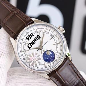 Tw Factory Men's Luxury Watch 39 -мм многофункциональный лунный фазовый фазовый автоматический механический метеоритный материал метеорит сапфировый стек