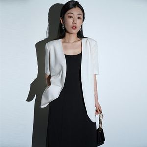 Women's Suits Light And Thin Short Sleeved Blazer High-level Silhouette Linen Casual Suit