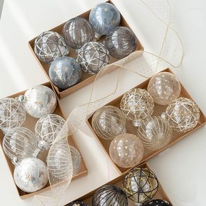 Decoração de festa 6 pçs/set 8 cm bolas de natal faça você mesmo árvore de natal enfeites de bola pendurados decorações de natal para casa natal suprimentos ano