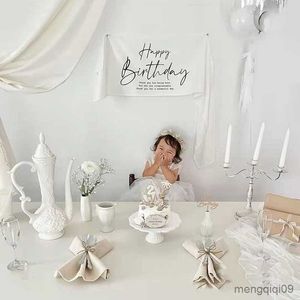 Tapeçarias Simples Carta Feliz Aniversário Pano Pendurado Ins quarto infantil Decoração de Arranjo de Aniversário Foto Tapeçaria Vestido de Festa Prop R230713