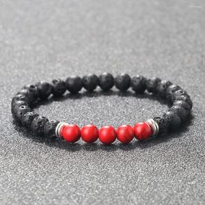 Strand minimalist 6mm natursten armband för kvinnor män yogaleditation pärlor armband lyckliga röda armband tibetanska buddhistiska pulseras