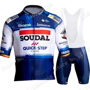 Radfahren Jersey Sets Belgien Soudal Quick Step Set Kurze Kleidung Rennrad Shirts Anzug Fahrrad Trägerhose MTB Tragen Ropa 230712