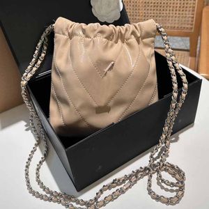 Chain Shopping Bin Bag Cowhide Handbag Purse Women Tote Bags Genuine Leather Hardware Letter Accessories String Shoulder Purse High Quality Pouch