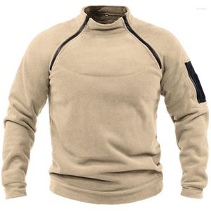 Herren-Kapuzenpullover, langärmelig, T-Shirt, Oberteile, Jacken, Mäntel, Stehkragen, Fleece, Thermo-Sweatshirt, Pullover, einfarbig