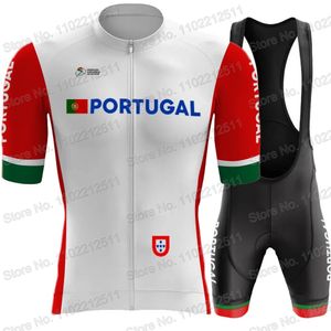 Set di maglie da ciclismo Portogallo Set da uomo Manica corta Naiontal Abbigliamento da squadra Camicie da bici Tuta Pantaloncini con bretelle da bicicletta MTB Ropa Maillot 230712