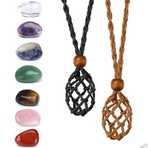 Pendant Necklaces Crystal Necklace Holder With Chakra Stone Cord For Handmade Amawv Drop Delivery 202 Dhqys