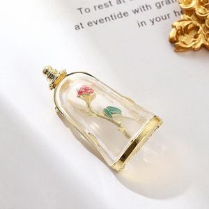 Brosches stift vintage emalj glas transparent rosblomma magisk flaska för kvinnor bukett bröllop brud brosch fina smycken