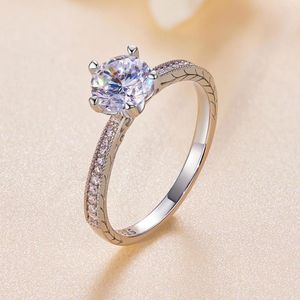 Pierścienie klastra D Color 1 Solitaire Moissanite Pierścionek zaręczynowy dla kobiet muslining lab -Diamond Band 925 Srebrna biżuteria