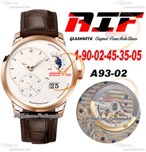 AIF PanoMaticLunar MoonPhase A93-02 Orologio automatico da uomo in oro rosa Quadrante bianco Cinturino in pelle nera Super Version Edition Herrenuhr Reloj Hombre Orologi Puretime E5