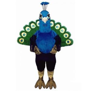 Traje de mascote de pavão azul de alta qualidade traje de personagem de desenho animado de festa de natal de halloween terno adulto feminino vestido carni269r