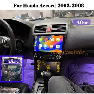 Android13 Touch Screen para 2003-2007 Honda Accord Stereo Auto Radio com Carplay Android Auto GPS Navigation Support BT FM AM Unidade principal carro dvd