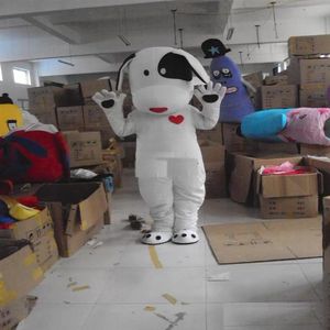 Vestuário dos desenhos animados Cão feliz branco Traje da mascote Halloween Natal Vestido de festa extravagante Festival Roupas Carnivaln Unissex Adultos Ou255x