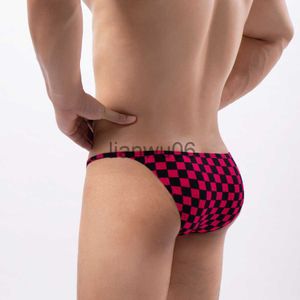 Underpants Sexy Underwear Men Briefs Fashion Plaid Panties Penis Pouch Low Waist Bikini Hombre Lingerie Man Underpants HT074 J230713