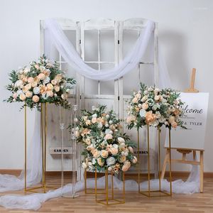 Flores decorativas 50/60/70/80cm bola de flores artificiales decoración de centro de mesa de boda arreglo de fila accesorios de fondo de fiesta
