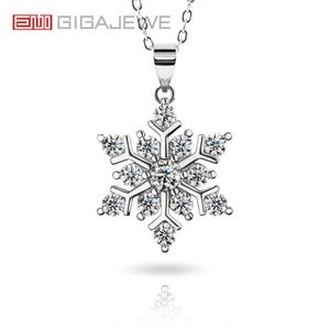 Colares com Pingente GIGAJEWE 1ct Verde Azul 18K Banhado a Ouro Branco Colar de Floco de Neve de Prata Presente de Natal Edição Limitada 230712