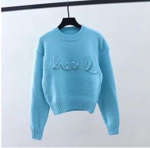 Kobiety projektanci swetry Knitwear Wron Szyj Sweter Pullover List Odzież długiego rękawu