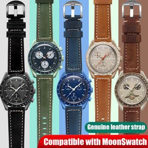 Watch Bands 20mm Frosted Genuine Leather Strap Suitable for Omega MoonSwatch Quick Release Fashion Waterproof Sports Accessories 230712