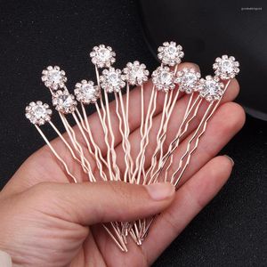 Headpieces 12 Pcs/lot Est Sunflower Women Hairpins Wedding Hair Accessories Crystal Fork Jewelry Bridal Hairpieces