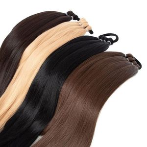Extensões de rabo de cavalo sintético Tranças de boxe Pedaços de cabelo enrolados em chignon Faixa de borracha Anel de cabelo