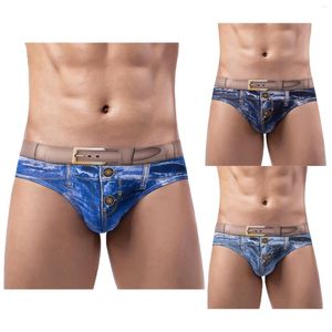 Mutande Pantaloni da corsa in nylon Leggings atletici spessi Biancheria intima da uomo in cotone stampata in denim Borsa Moda sexy Morbido Confortevole Grande