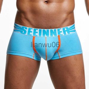 Cuecas 22 Estilos Seeinner Cuecas Boxer Shorts Masculinos Moda Sexy Gay Penis Bolsa Boxer Trunks Masculinos Calzoncillos Hombre J230713