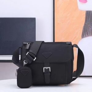 10A En Yüksek Kaliteli Tasarımcı Erkek Siyah Omuz Çantası Crossbody Omuz Çantaları Naylon Messenger Çantası 2 Parçalı Çantalar küçük çanta ile gündelik stil