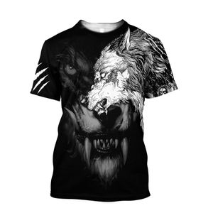 Hip Hop Sportwear Punk Casual Autumn Men Cool Print The Avatar The Animal Wolf 3D T-shirt002