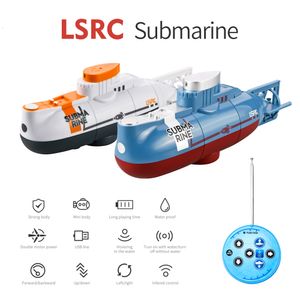 Electric/RC Boats LSRC 6CH Mini RC Submarine With LED Light High Speed Waterproof Simulation Floating Model Electric Water Boat Gift Toys for boys 230713