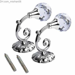 Curtain Poles 2Pcs Metal Crystal Curtain Hanger Wall Hanger Hook Home Decoration Curtain Hanger Wall Hanger Z230714