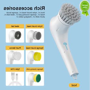 5 In 1 Electric Cleaning Brush Usb Charging Bathroom Wash Brush Multifunctional Kitchen Cleaning Tool Dishwashing Brush Bathtub