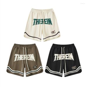 Y0qp Mens Shorts Hiphop Leader Cargo Harem Sports Hip Hop Oversize Cotton Embroidery Pantalones Letters Montlar Ripped Baggy Gym Jesus Man