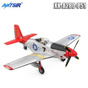 Electric/RC Aircraft XK A280 RC Airplane P51 Fighter Simulator 2.4G 3D6G Mode Aircraft with LED Searchlight Plane Toys for Children Adults 230712