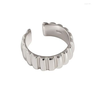 Klusterringar 2023 Cool och elegant design Wide Face Gear 925 Sterling Silver Ring Women's Open