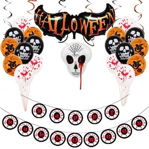 10 conjuntos de decorações de festa de Halloween, balões de filme de alumínio, truques maliciosos, festas de caveira, decorações de morcego, decoração de fundo