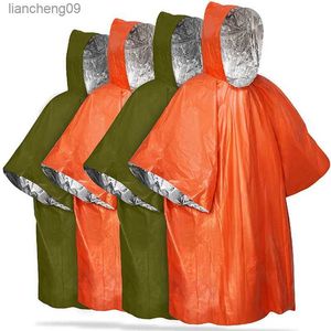 Notfall-Heizung, wasserdichter Poncho, faltbar, Regenbekleidung, tragbarer Damen-Regenmantel zum Wandern, Schnee, Aluminiumfolie, warm halten, Decke L230620