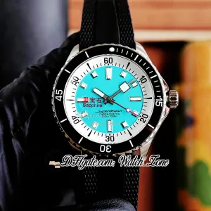 New Dive Superocean 44 A17376211L2S1 Automático Mens Watch Sky Blue Dial Branco Inner Ceramic Bezel Caixa de Aço Pulseira de Borracha Relógios Gent Watchzone C145A8