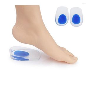 Party Favor Silicon Gel Heel Cushion Insoles Soles Relieve Foot Pain Protectors Spur Support Shoe Pad Feet Care Blue/Transparent Color