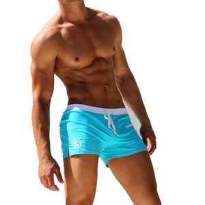 Roupa de banho masculina da marca AQUX, roupa de banho masculina de cintura baixa, personalidade sexy, calções de banho de praia masculinos, cuecas de banho boxer 230712