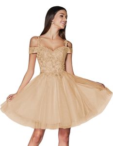 Short Homecoming Dresses Sweetheart Sequins Appliques Off-Shoulder Lace-up Party Gowns Princess Plus Size Mini Birthday Prom Graudation Cocktail Party Gowns 66