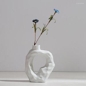 Vases Modern White Nordic Home Decor Interior Decorative Vase Ceramic Bottle Minimalist Living Room Ornaments Desk Accessories